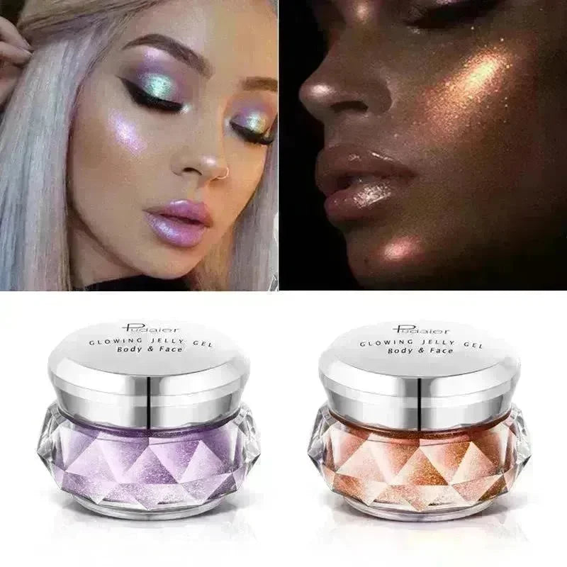 Face Highlighter Jelly Gel Mermaid Eyeshadow Glow Body Glitter Festival Makeup Iluminador Gold Liquid Highlighter Bronzer - EX-STOCK CANADA