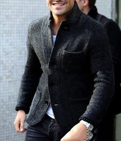 Long Sleeve Thick Cardigan Slim Fit Warm Stand Collar Casual Bottoming Shirt EX-STOCK Canada