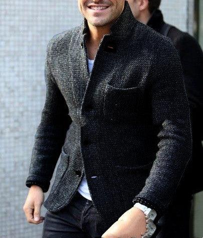 Long Sleeve Thick Cardigan Slim Fit Warm Stand Collar Casual Bottoming Shirt EX-STOCK Canada