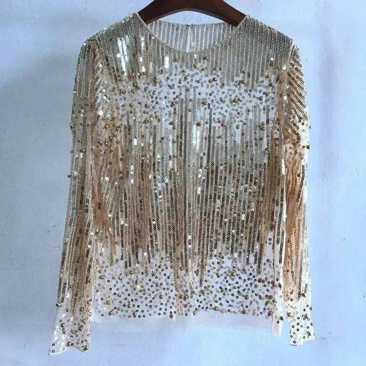Fashion Bottoming Sequined evening Top blouse For Women - EX-STOCK Canada