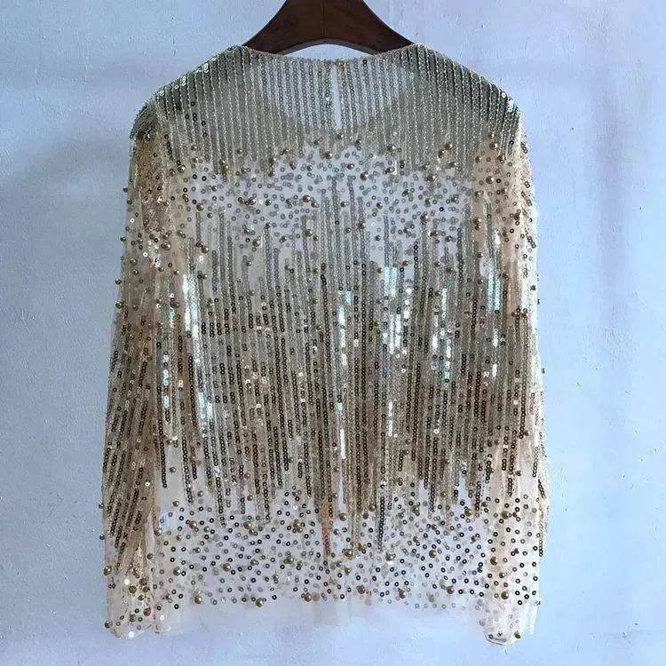 Fashion Bottoming Sequined evening Top blouse For Women - EX-STOCK Canada