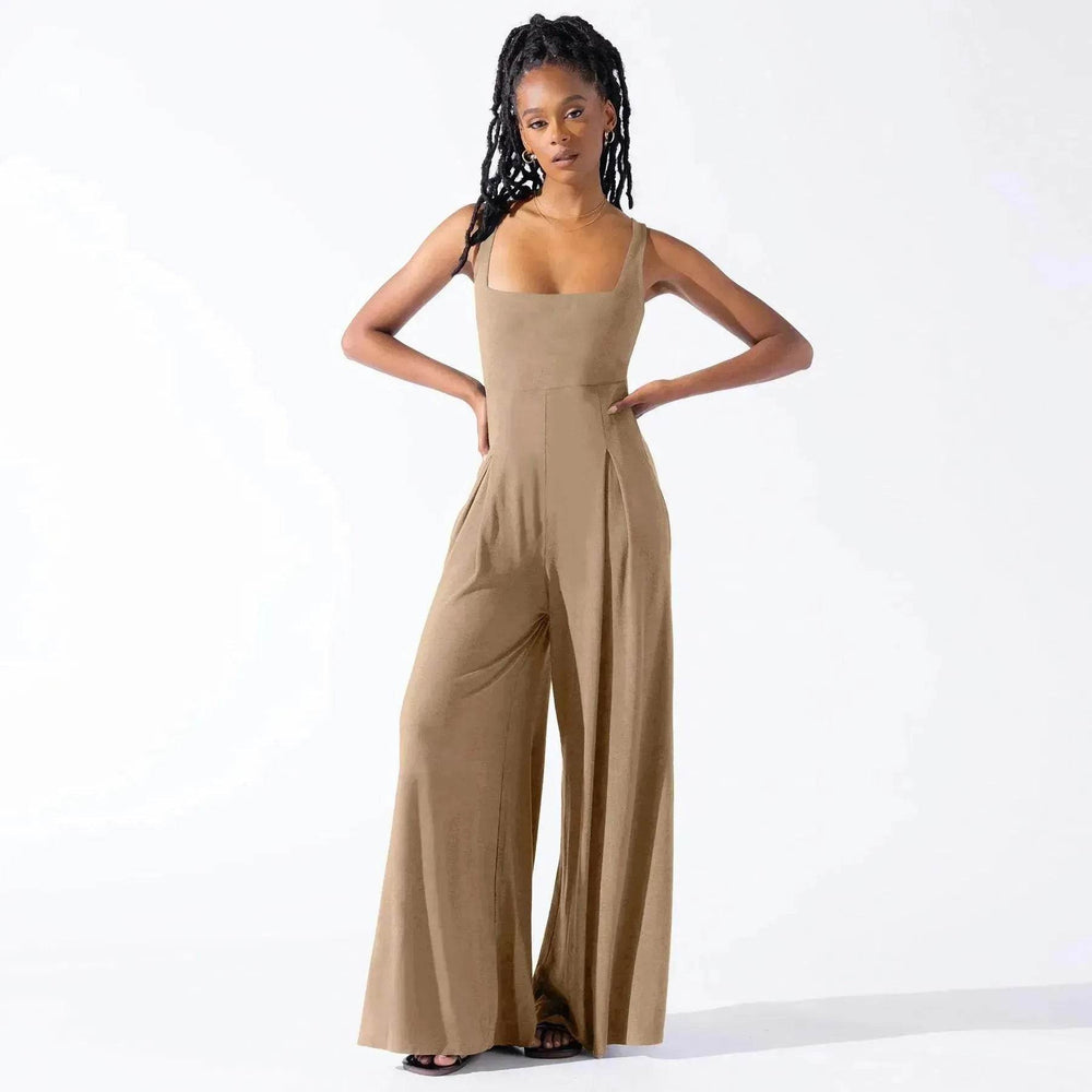 Fashion Casual Knitted Sling Wide-leg Jumpsuit - EX-STOCK Canada