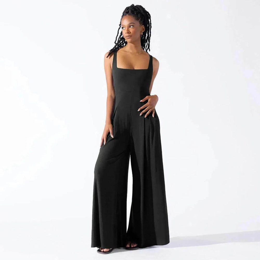 Fashion Casual Knitted Sling Wide-leg Jumpsuit - EX-STOCK Canada