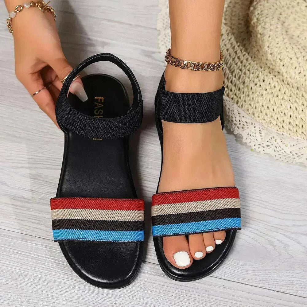 Fashion Color-block Elastic Sandals Summer Fashion Fish Mouth Flat Shoes For Women - EX-STOCK Canada