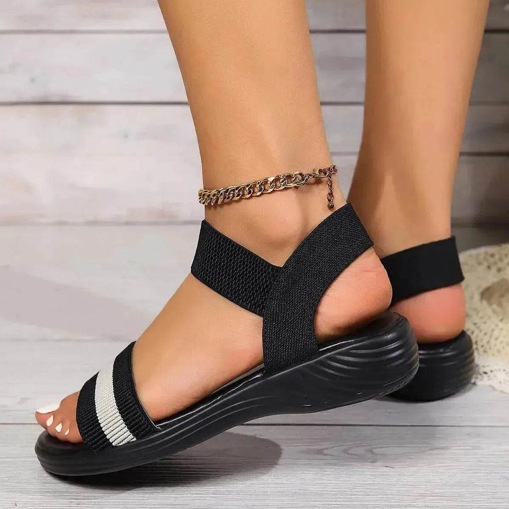 Fashion Color-block Elastic Sandals Summer Fashion Fish Mouth Flat Shoes For Women - EX-STOCK Canada