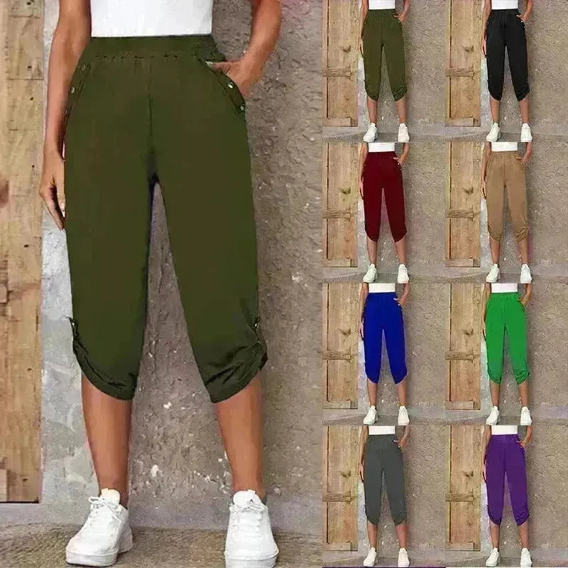 Fashion Cropped Trousers With An Elasticated Waist Women - EX-STOCK CANADA