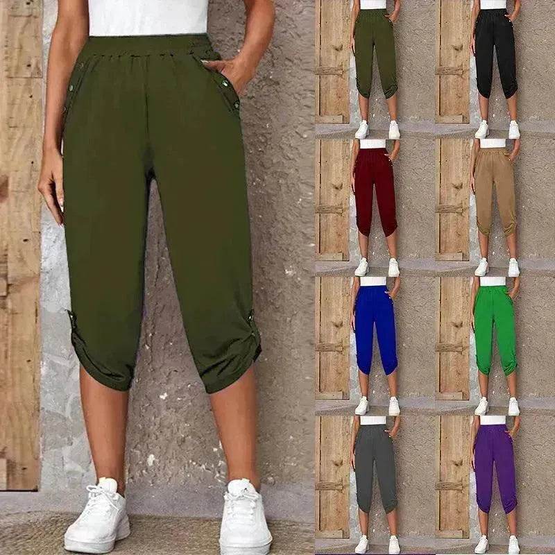 Fashion Cropped Trousers With An Elasticated Waist Women - EX-STOCK Canada