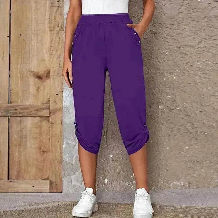 Fashion Cropped Trousers With An Elasticated Waist Women - EX-STOCK Canada
