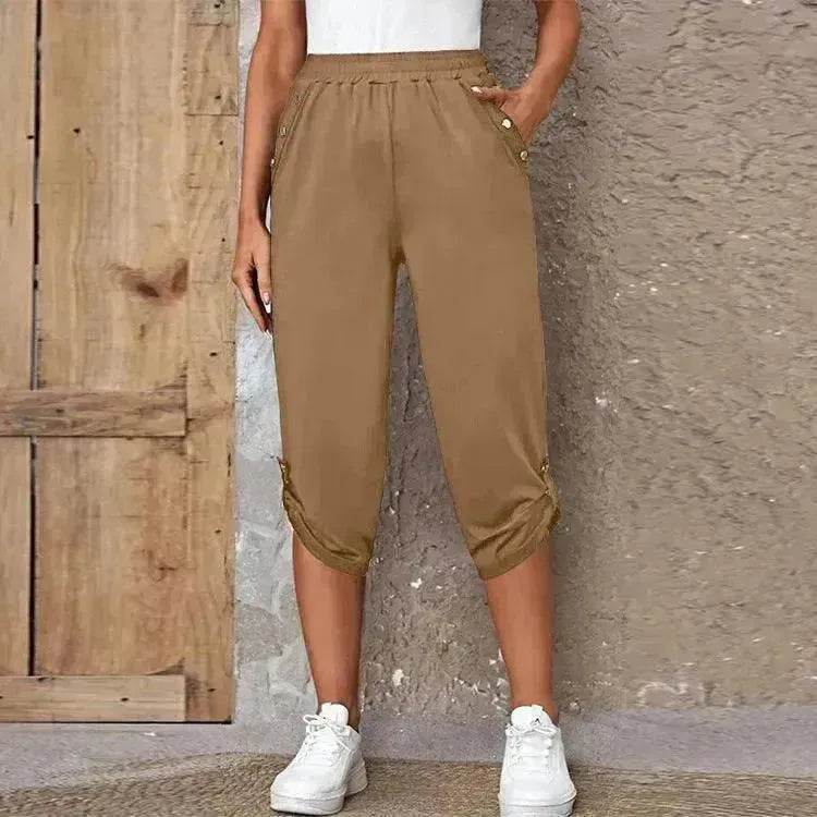 Fashion Cropped Trousers With An Elasticated Waist Women - EX-STOCK Canada