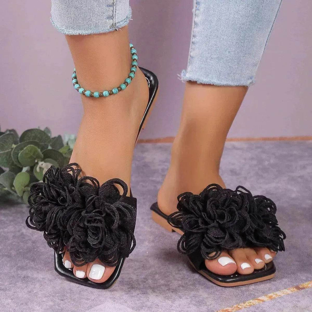 Fashion Flower Flat Slippers For Women - EX-STOCK Canada