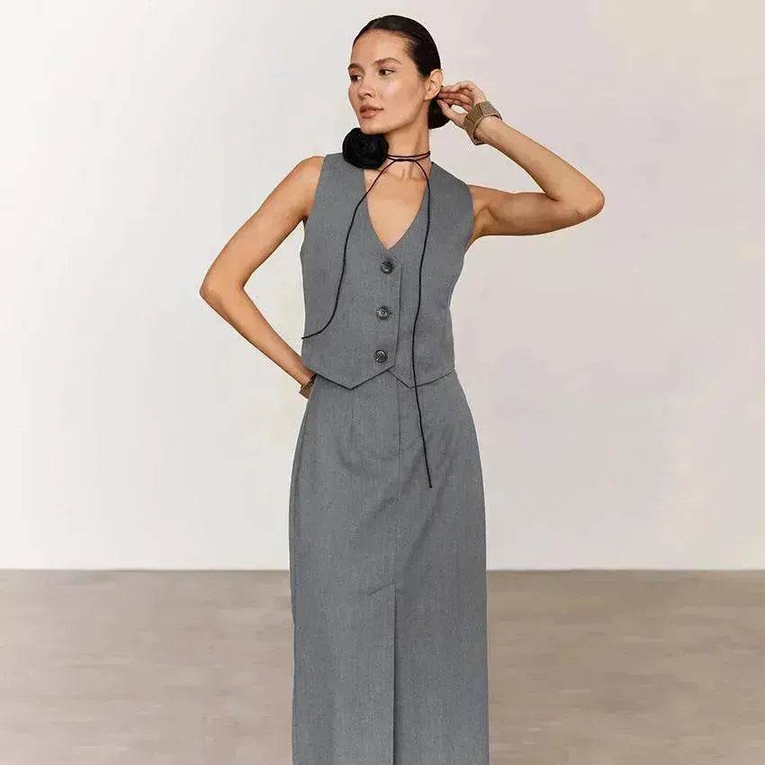 Fashion Gray Skirt Suit For Women - EX-STOCK Canada