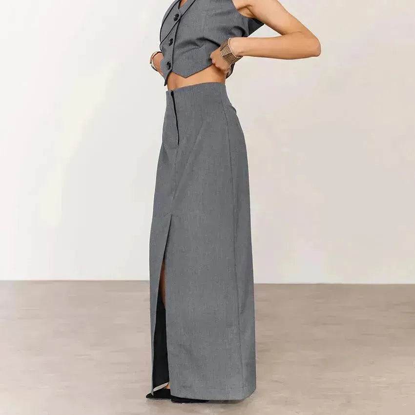 Fashion Gray Skirt Suit For Women - EX-STOCK Canada