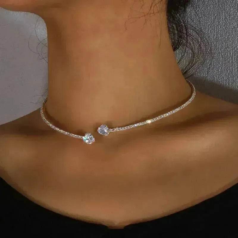 Fashion Jewelry Heart-shaped Zircon Collar Light Luxury Rhinestone Necklace Women's Jewelry - EX-STOCK Canada