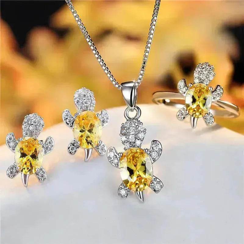 Fashion Oval Zircon Pendant Turtle Shape Necklaces With Rainbow Stone Multicolor Animal Necklace Jewelry For Woman And Children - EX-STOCK Canada