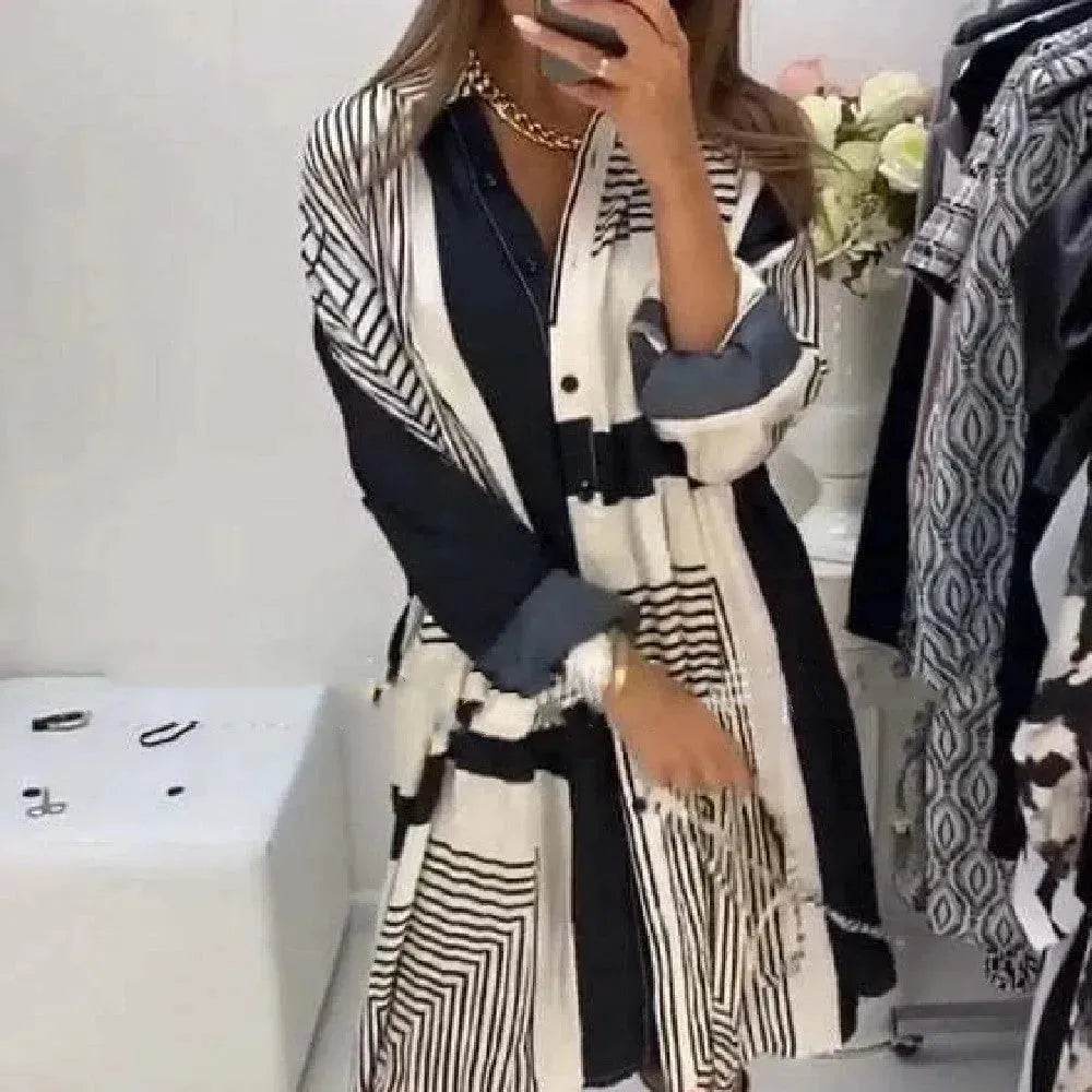 Fashion Printed Long Sleeve Loose Dress - EX-STOCK Canada