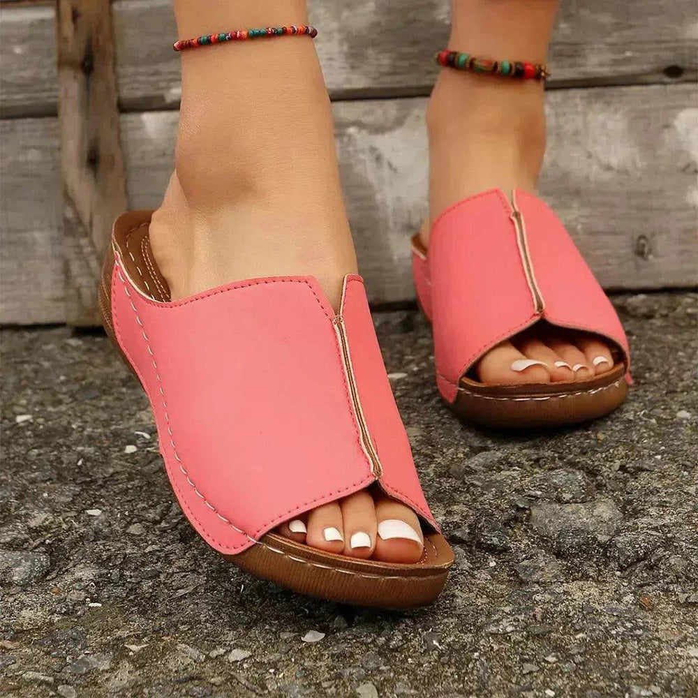 Fashion Solid Wedges Sandals Summer Casual Peep-toe Slippers Outdoor Thick Sole Heightening Slides Shoes Women - EX-STOCK Canada