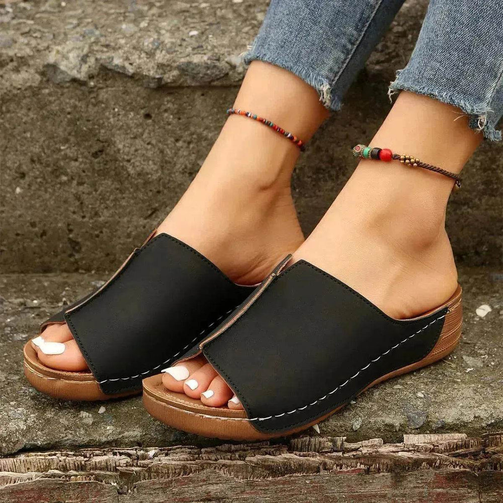 Fashion Solid Wedges Sandals Summer Casual Peep-toe Slippers Outdoor Thick Sole Heightening Slides Shoes Women - EX-STOCK Canada