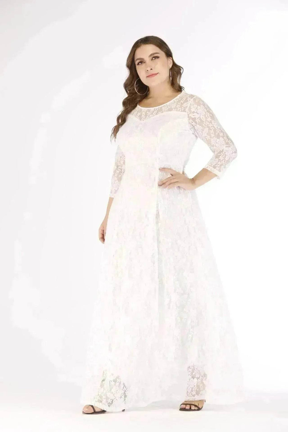 Fashionable Long sleeve Lace maxi Dress for Arab Dubai Turkey Middle Eastern Women - EX-STOCK Canada