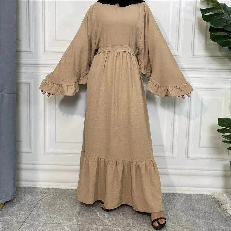 Fashionable Women's Solid Color Patchwork Arab Dress - EX-STOCK Canada
