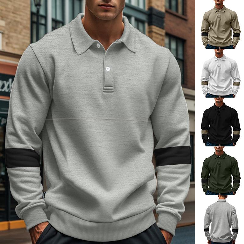 Modisches Langarm-Polohemd mit Revers und Knöpfen für Herren, lockeres, lässiges Sporttop, Herbst- und FrühlingskleidungEX-STOCK Canada