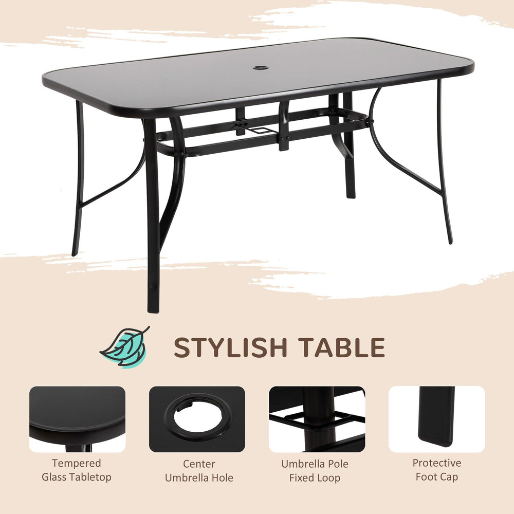 8 Pieces Patio Furniture Set with 9Ft Patio Umbrella, Outdoor Dining Table and Chairs, Black EX-STOCK Canada