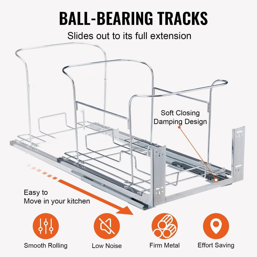Pull-Out Trash Can, 35Lx2 Double Bins, Under Mount Kitchen Waste Container With Slide And Door Mounting Kit, 110 Lbs Load Capacity Heavy Duty Garbage Recycling Bin For Kitchen Cabinet, Sink - EX-STOCK Canada