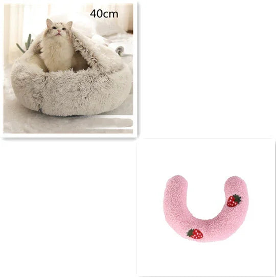 Cama para Perros y Gatos 2 en 1 Cama de Invierno para Mascotas Redonda de Felpa Cálida Suave Cama de Felpa Larga para Mascotas Productos para MascotasEX-STOCK Canada
