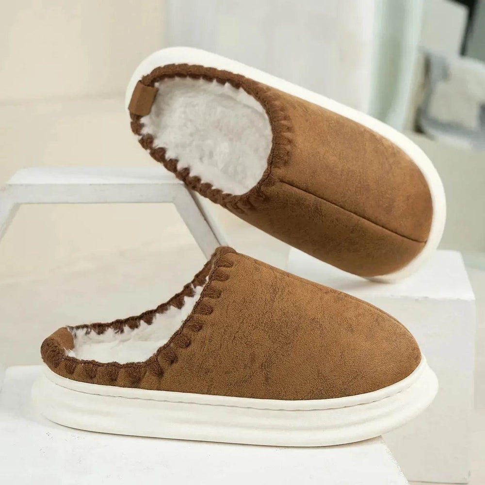 Winter Fashion Cotton Slippers With Sewing-side Design Indoor Non-slip Bedroom Floor Plush Slipper House Shoes Women Couple - EX-STOCK Canada