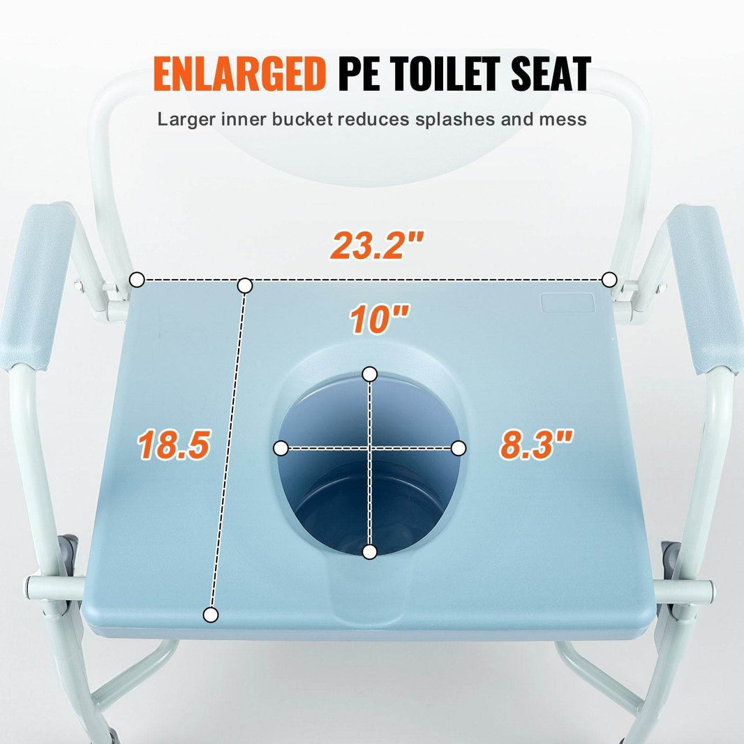 Commode Chair, Bedside Commode With Drop-Down Arms And Detachable Backrest, 5-Level Adjustable Height, 7L Removable Bucket, Easy To Assemble, 1000LBS Capacity, Portable Toilet For Adults Seniors - EX-STOCK Canada