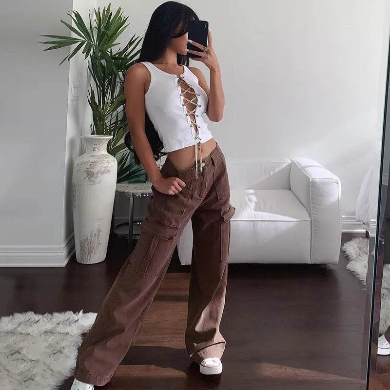 Women Streetwear Fashion Oversize Trouser Cargo Harajuku Sweatpants Iamhotty - EX-STOCK Canada