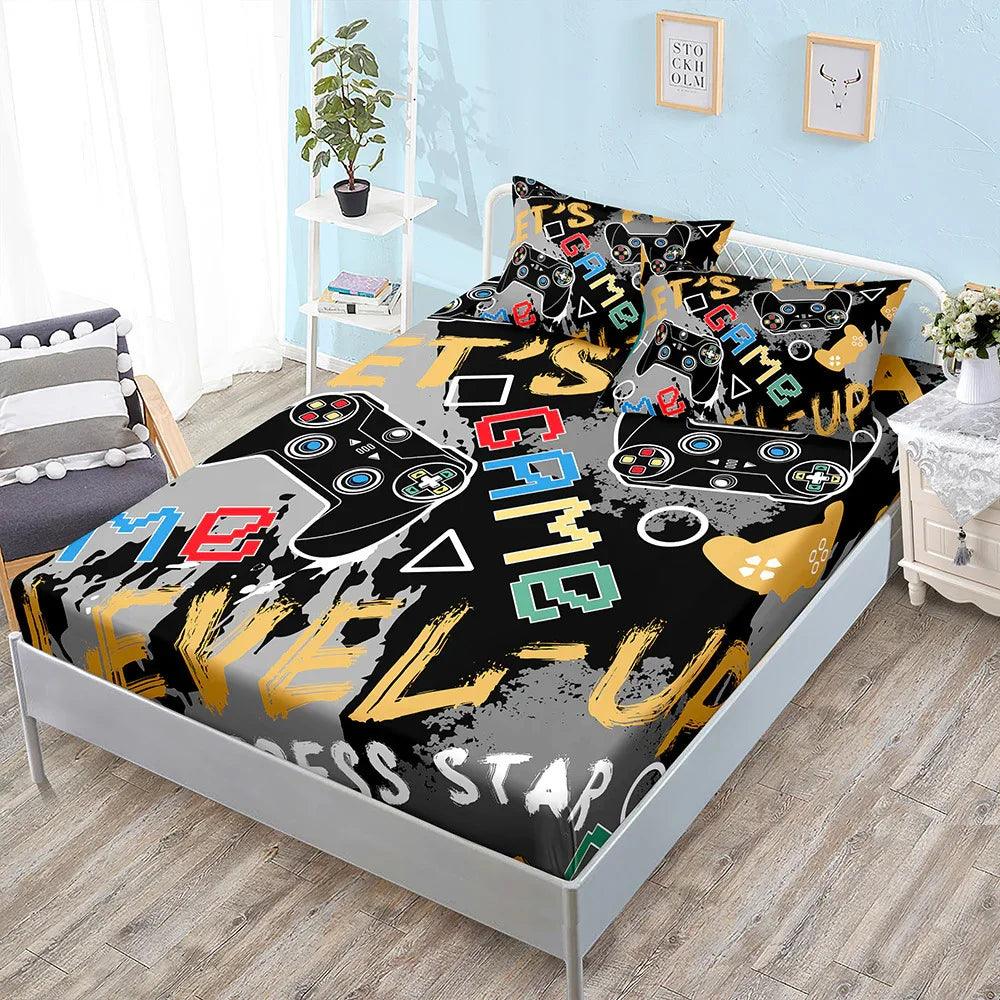 Fitted Sheet Duvet Cover Three-piece Gamepad Cool Mattress Cover EX-STOCK Canada