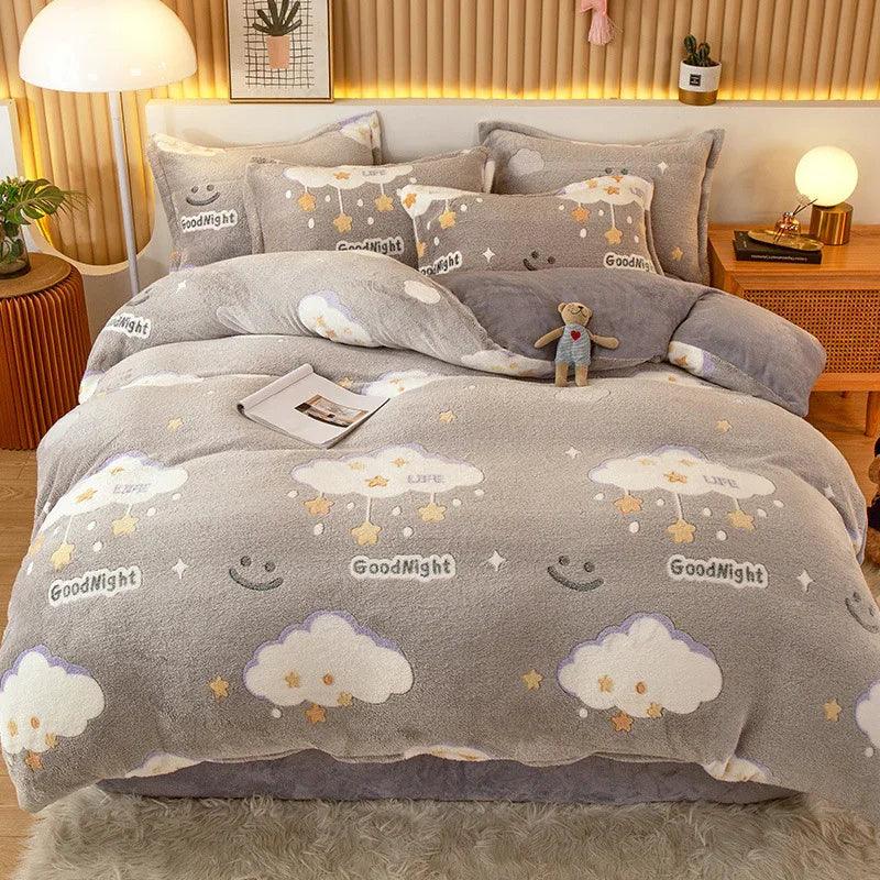 Housse de couette en molleton de corail Drap Taie d'oreiller en flanelleEX-STOCK Canada