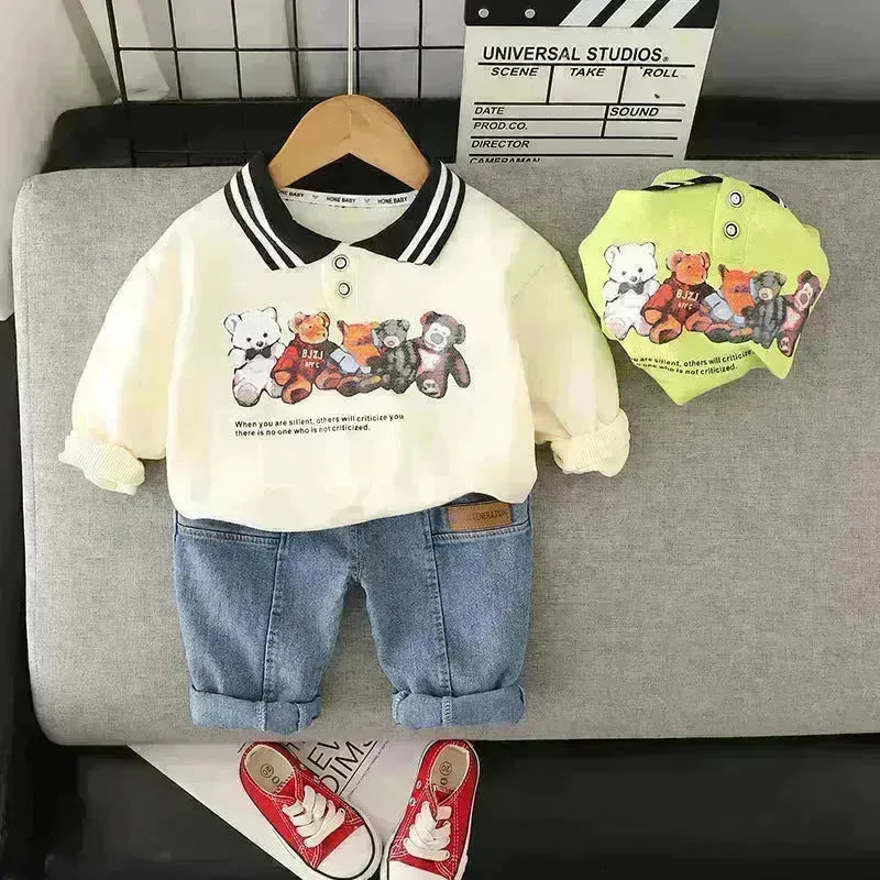 Camicia e pantaloni con cappuccio per bambini stampati per bambini con due pezzi per ragazzi