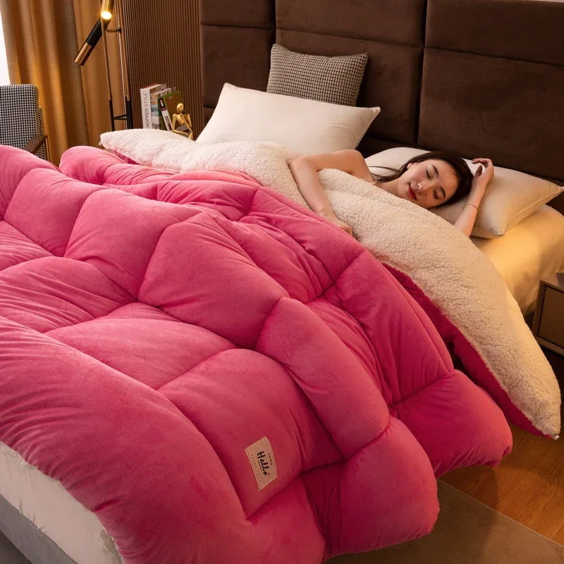 Thickened Milk Fiber Quilt Double-sided Velvet Warm Thickened Duvet Insert EX-STOCK Canada