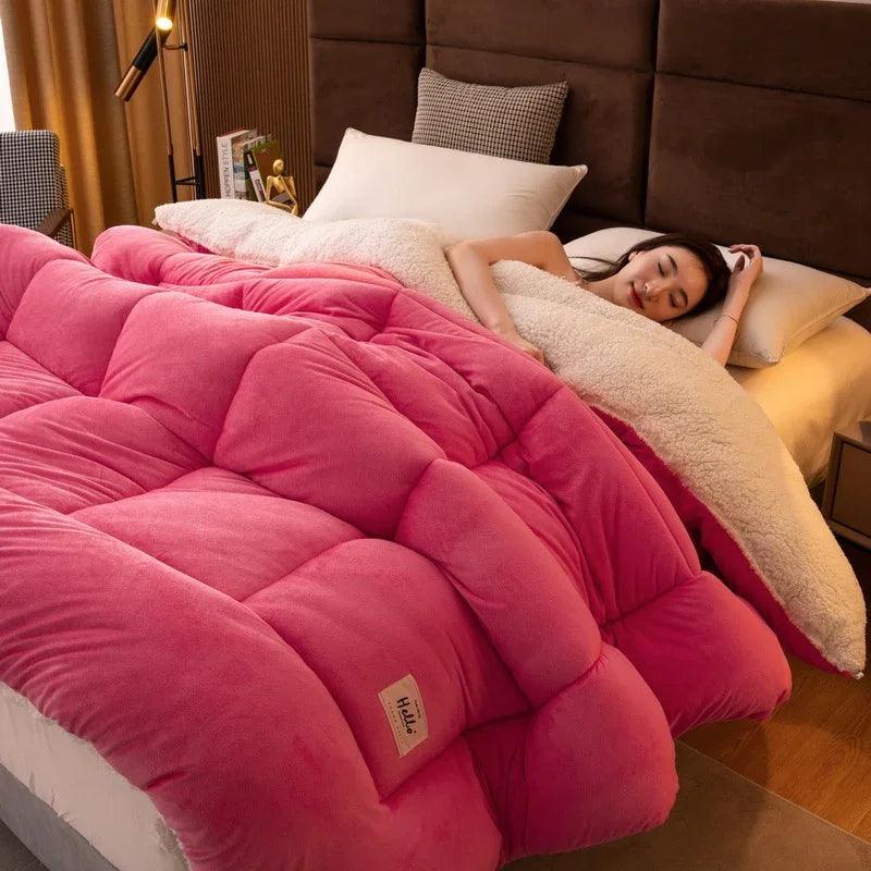 Thickened Milk Fiber Quilt Double-sided Velvet Warm Thickened Duvet Insert EX-STOCK Canada