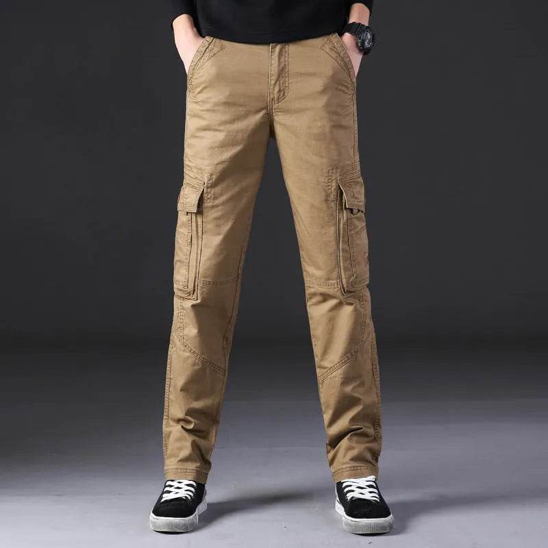Overalls Men's Outdoor Casual Trousers Pure Cotton Straight Loose Multi-pocket Cargo Pant - EX-STOCK Canada