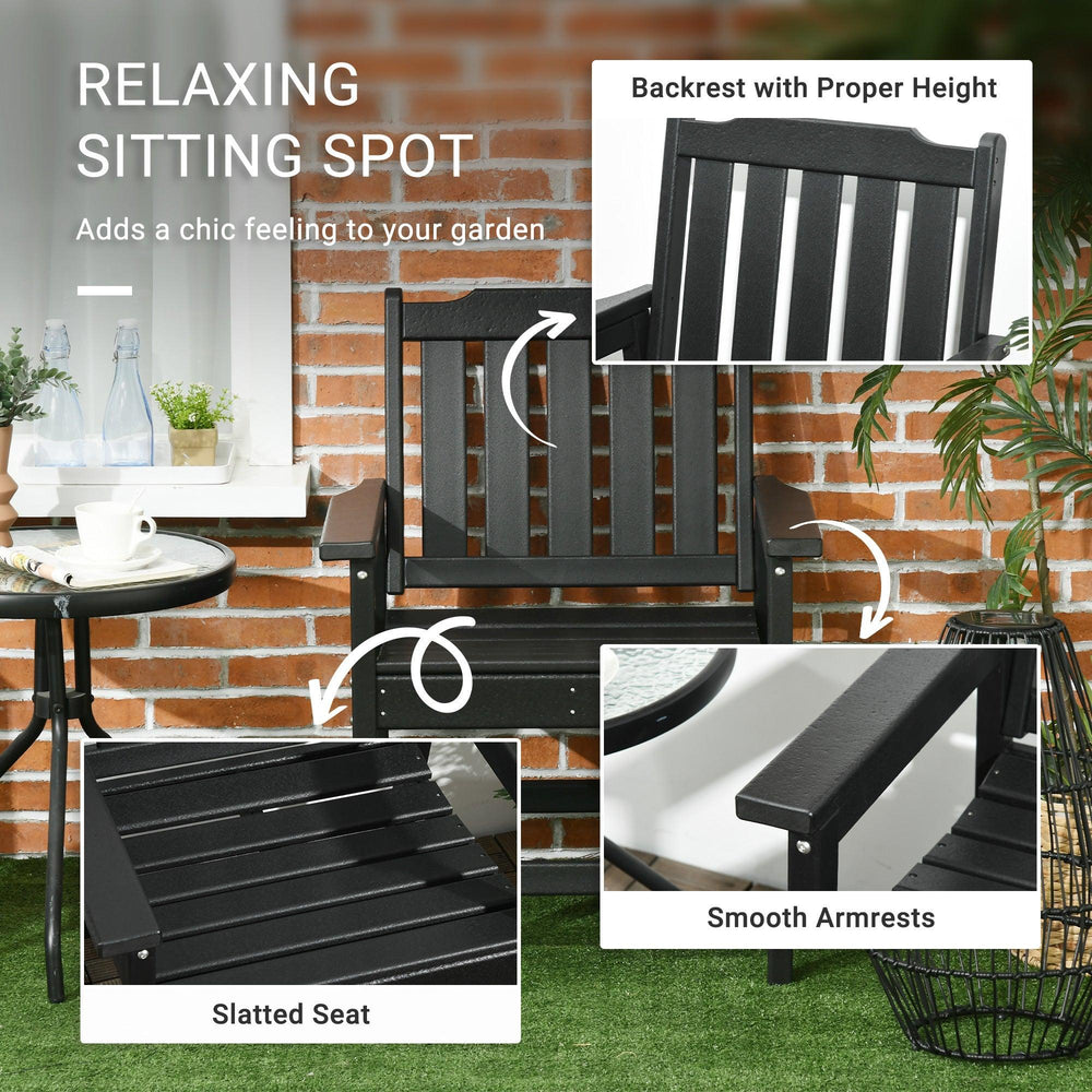 Sillas de patio de 2 piezas para todo clima, juego de sillas de comedor de patio de HDPE, muebles de exterior resistentes como madera, negroEX-STOCK Canada