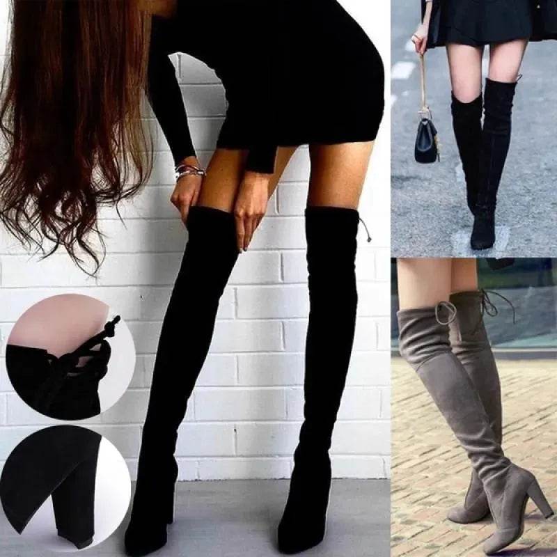 Black Knee High Boots For Women Shoes High Heel Long Boots - EX-STOCK Canada