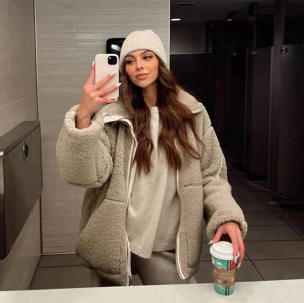 New Fashion Loose Anti-cashmere Hooded Zipper Huge Fleece Winter Jacket - EX-STOCK Canada