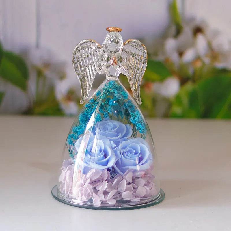 Eternal Flower Gift Box Angel Glass Cover Dried Rose Gift Box For Christmas New Year Valentine's Day Home Decor - EX-STOCK Canada