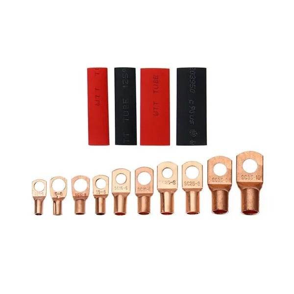 120Pcs Copper Wire Terminal Connectors, AWG 2 4 6 8 10 Copper Wire Lugs With Heat Shrink Set, 60Pcs Copper Wire Lugs And 60pcs Heat Shrink Tubing - EX-STOCK Canada