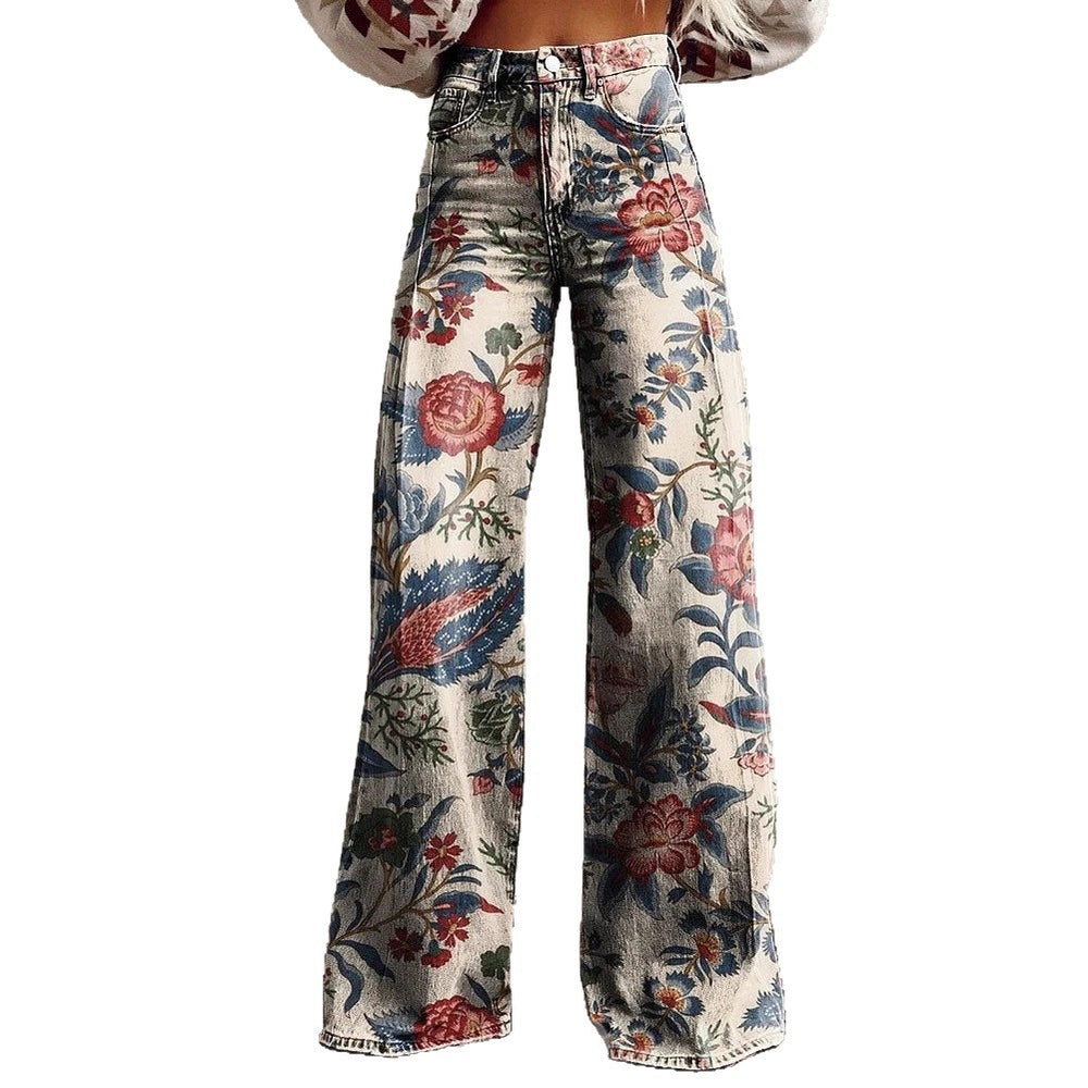 Plus-size Womens Casual Pants Lightweight Denim-look