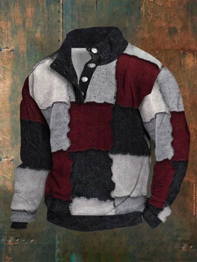 Half button Sweatshirt Men's Winter 3d Digital Printing Pullover Crew neck - EX-STOCK Canada