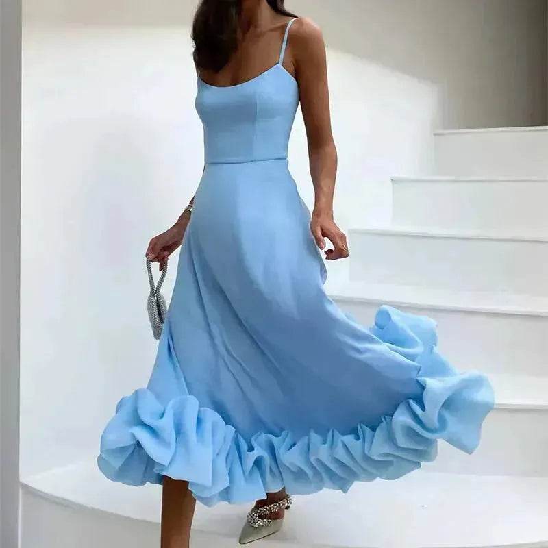 Fashion Suspenders Large Flower Swing Three-dimensional Flower A- Line Skater Dress Womens Clothing - EX-STOCK Canada