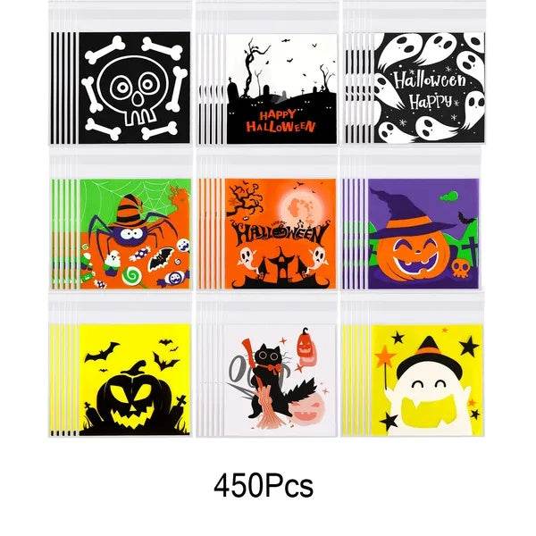 450 Pcs Halloween Cellophane Treat Bags Self-sealing Clear Candy Cookie Bags Pumpkin Ghost Black Cat Skull Trick Or Treat Bags For Halloween Birthday Trick Or Treat Party Favors Supplies - EX-STOCK Canada