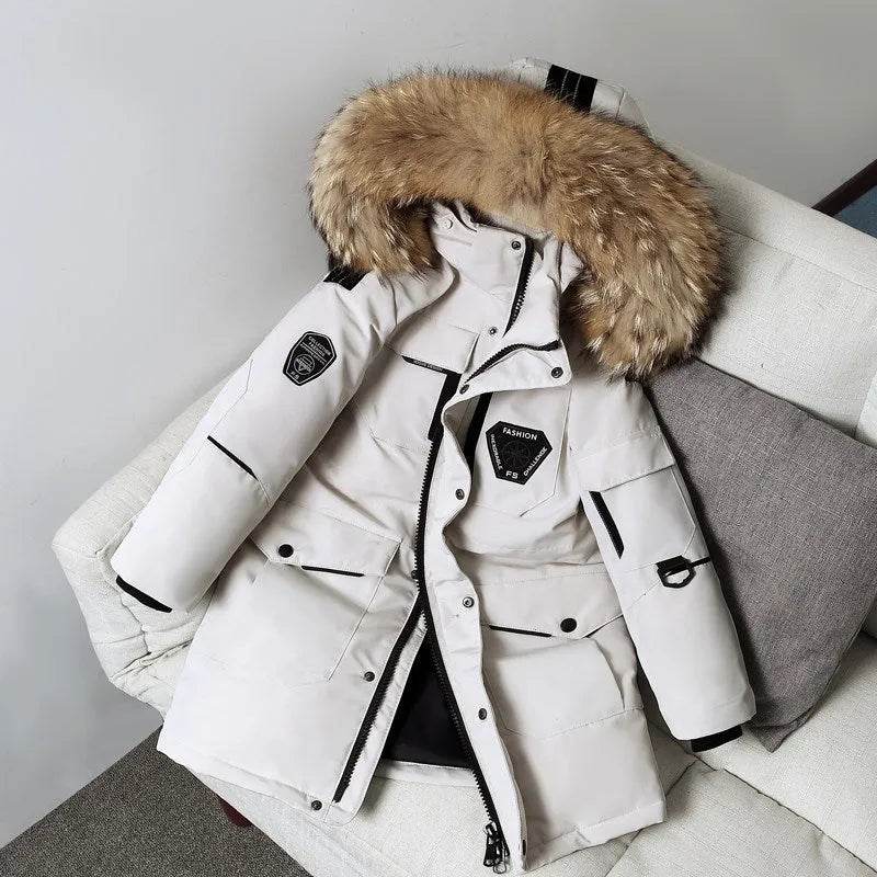 Children's Down Jacket Windproof Thick Fur Collar Winter Coat Jacket - EX-STOCK Canada