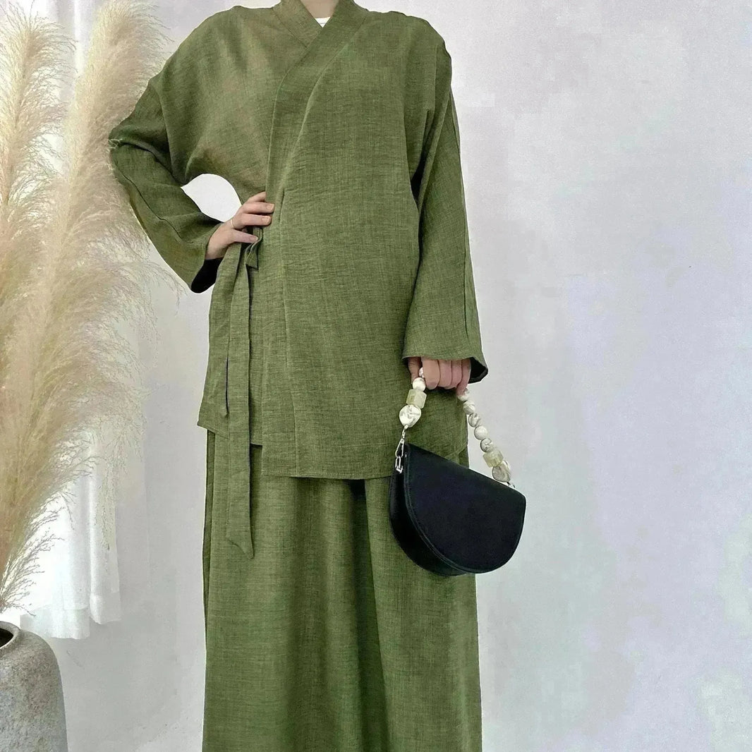 Colora di colore casual pizzo su Medio Oriente Dubai Top e gonna Abito Eid Abaya Jilbab Hijab Abaya per Arabwomen