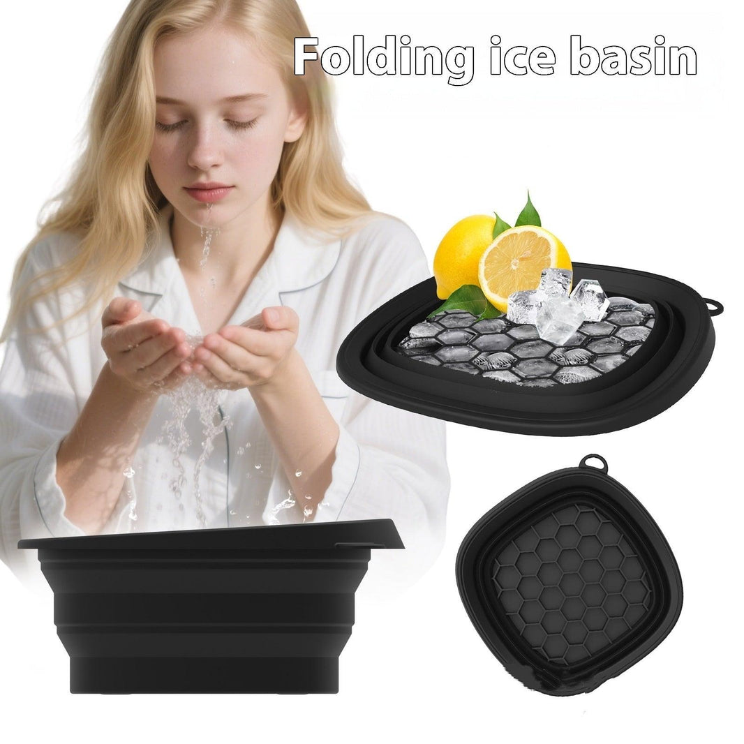 Cubeta Plegable de Silicona para el Hogar, Bandeja de Hielo, Cuidado Facial con Hielo, Lavabo para Baño de Hielo