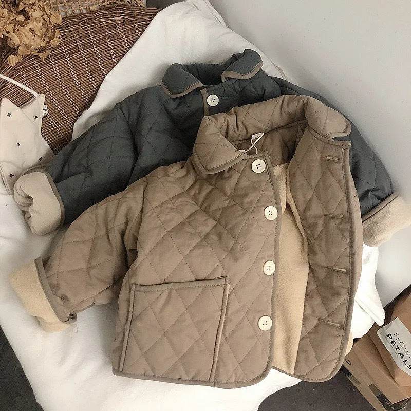 Coat Girls' Cashmere Cotton-padded Coat Lapel Warm Coat - EX-STOCK Canada
