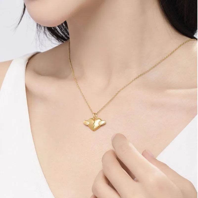 Creative Magnet Love Necklace 2pcs Heart-broken Shape Necklace Men And Women Personalized Jewelry For Valentine's Day - EX-STOCK Canada
